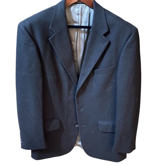 Oscar De La Renta Mens Blazer 42R Black Wool Blend Three-Button Formal Workwear - Picture 1 of 12